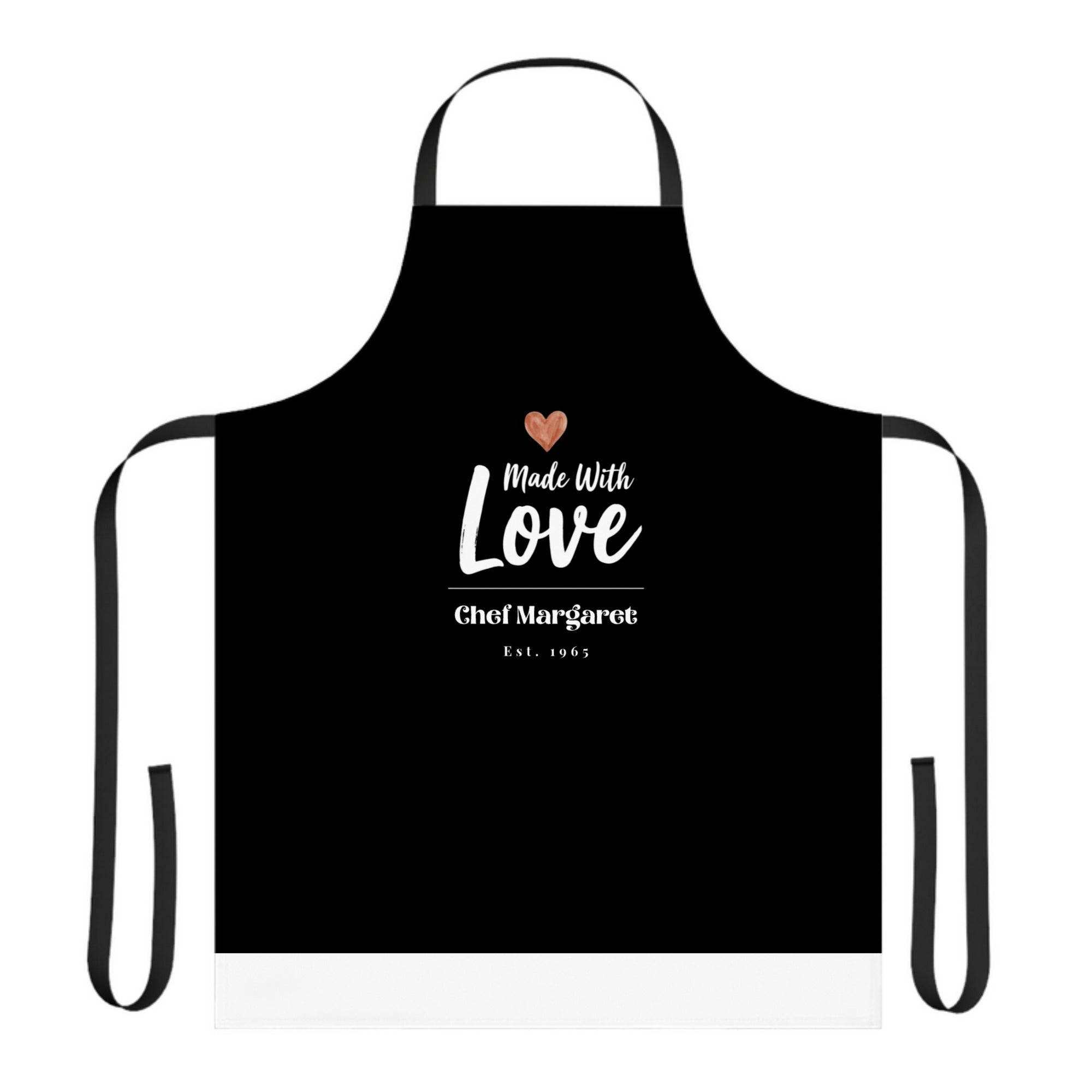 Apron, 3-Color Straps, Made with Love in Black