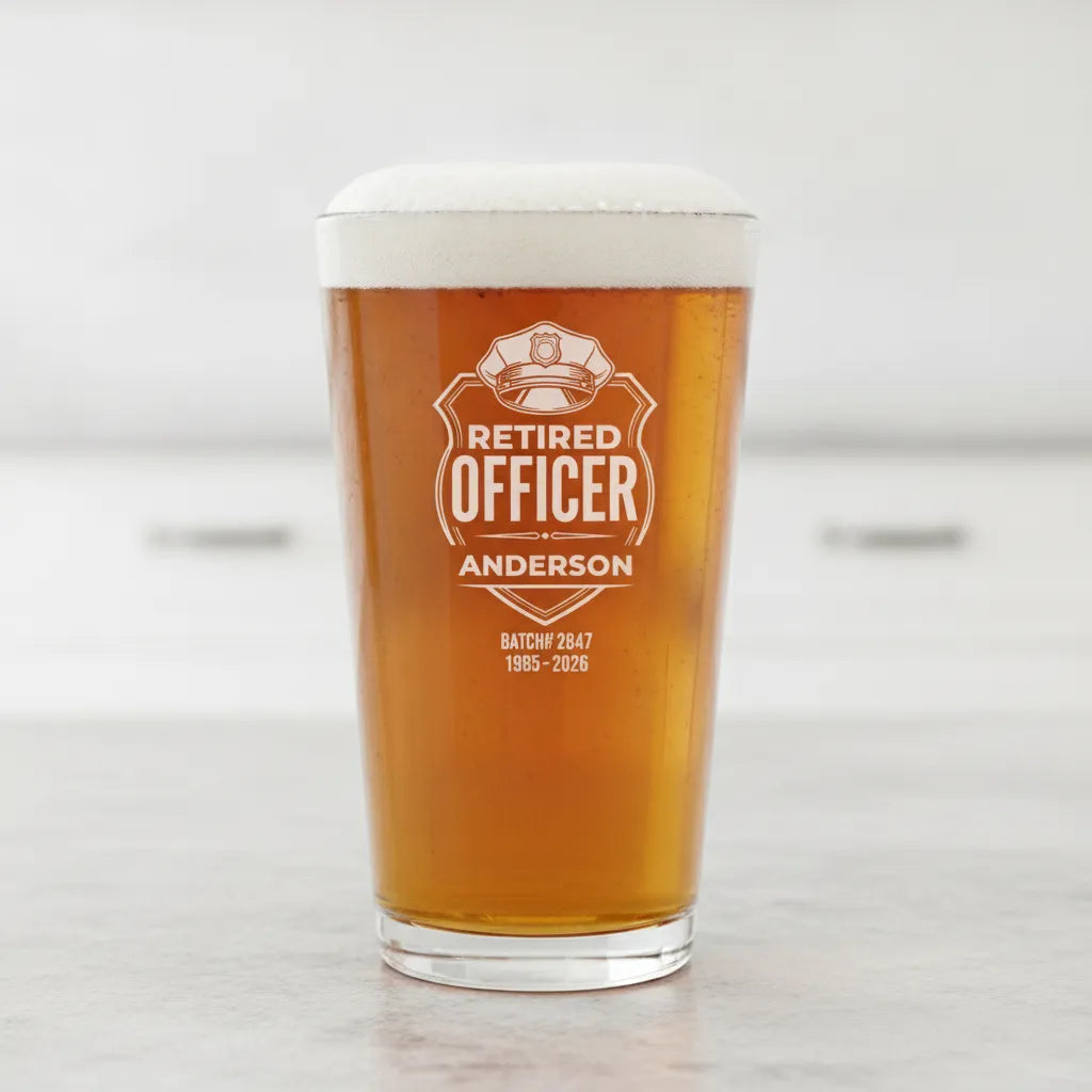 Retired Police Officer Personalized Pint Glass