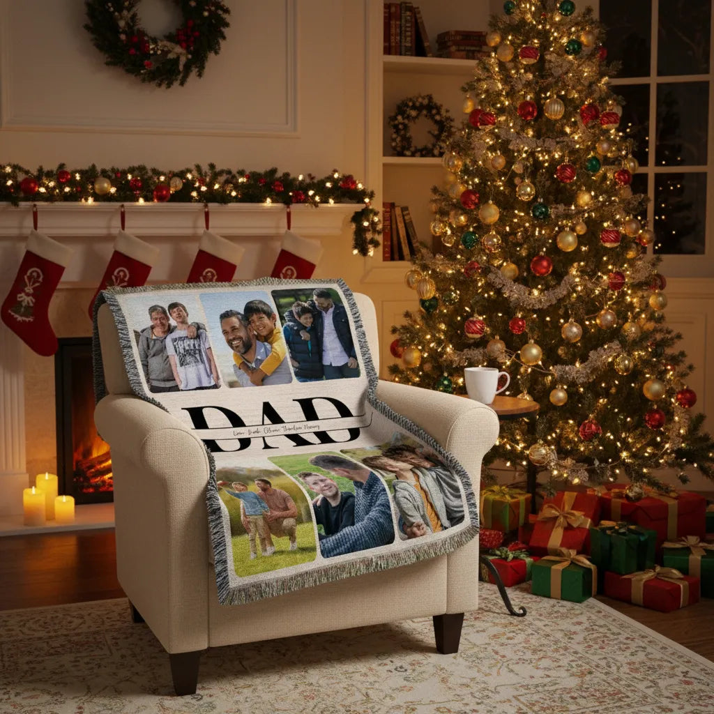 Heirloom Photo Collage Woven Blanket (Portrait)