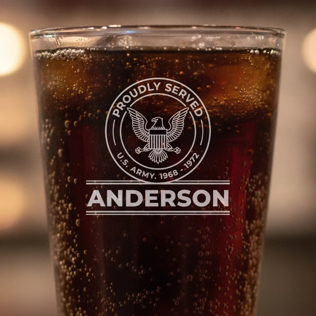 Proudly Served Personalized Veteran Pint Glass