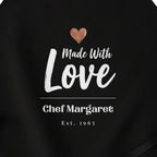 Apron, 3-Color Straps, Made with Love in Black
