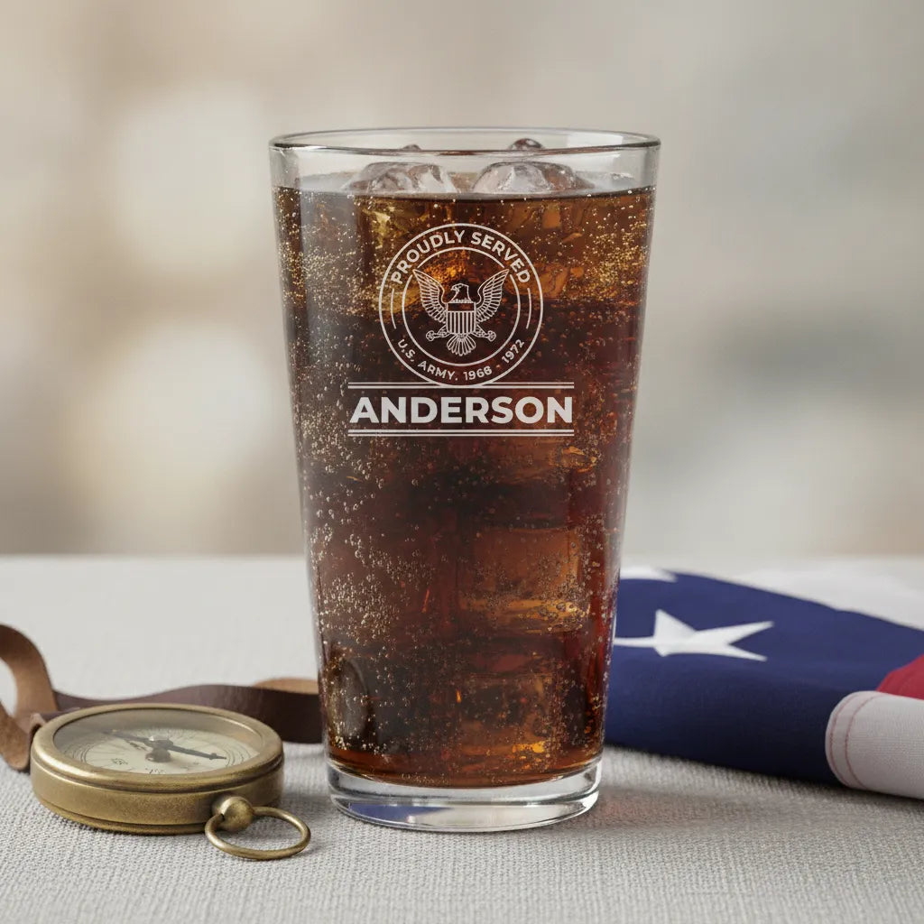 Proudly Served Personalized Veteran Pint Glass