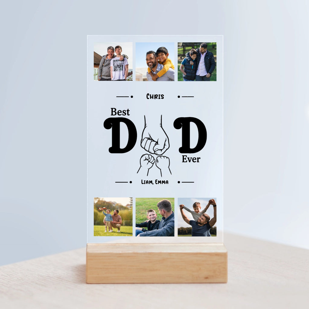 Acrylic Sign with Wooden Stand Dad with hands