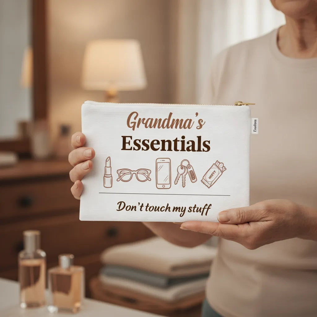 Fabric Zippered Pouch Large - Grandma's Essentials