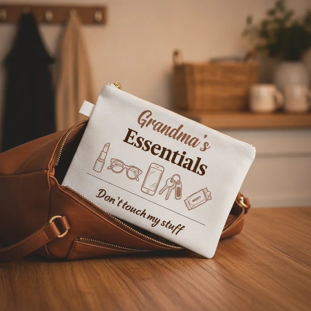 Fabric Zippered Pouch Large - Grandma's Essentials