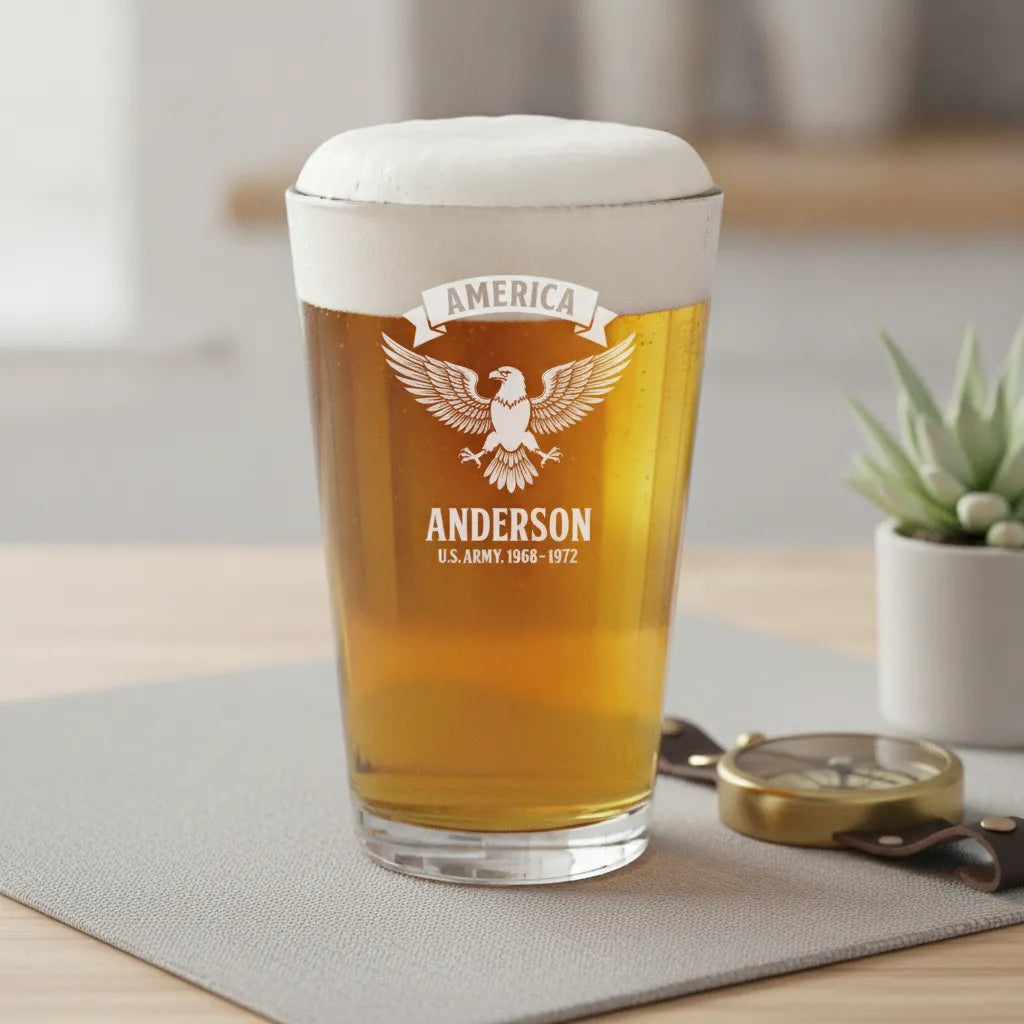 America Ribbon Navy Eagle Pint Glass