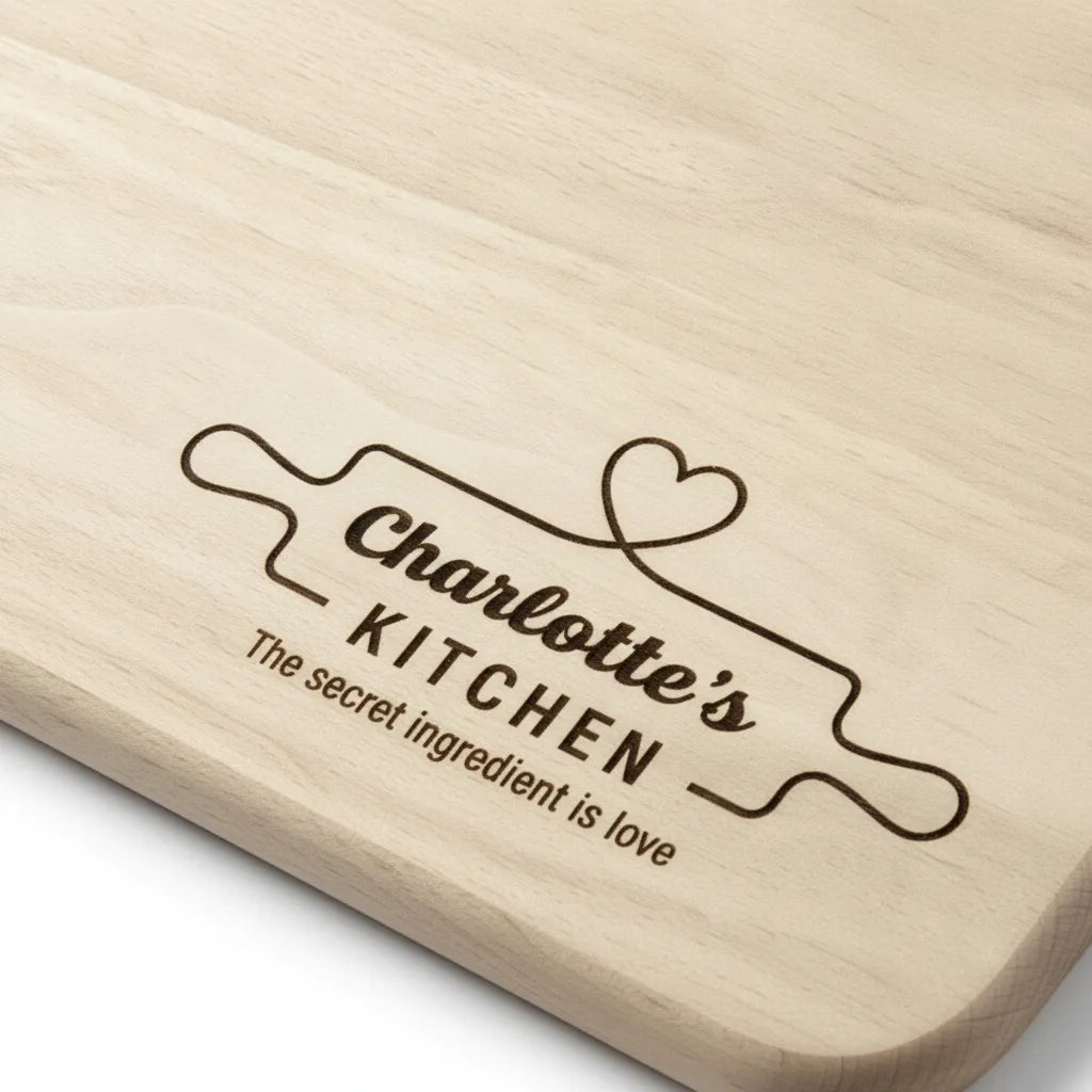 Personalized Roller & Heart Cutting Board