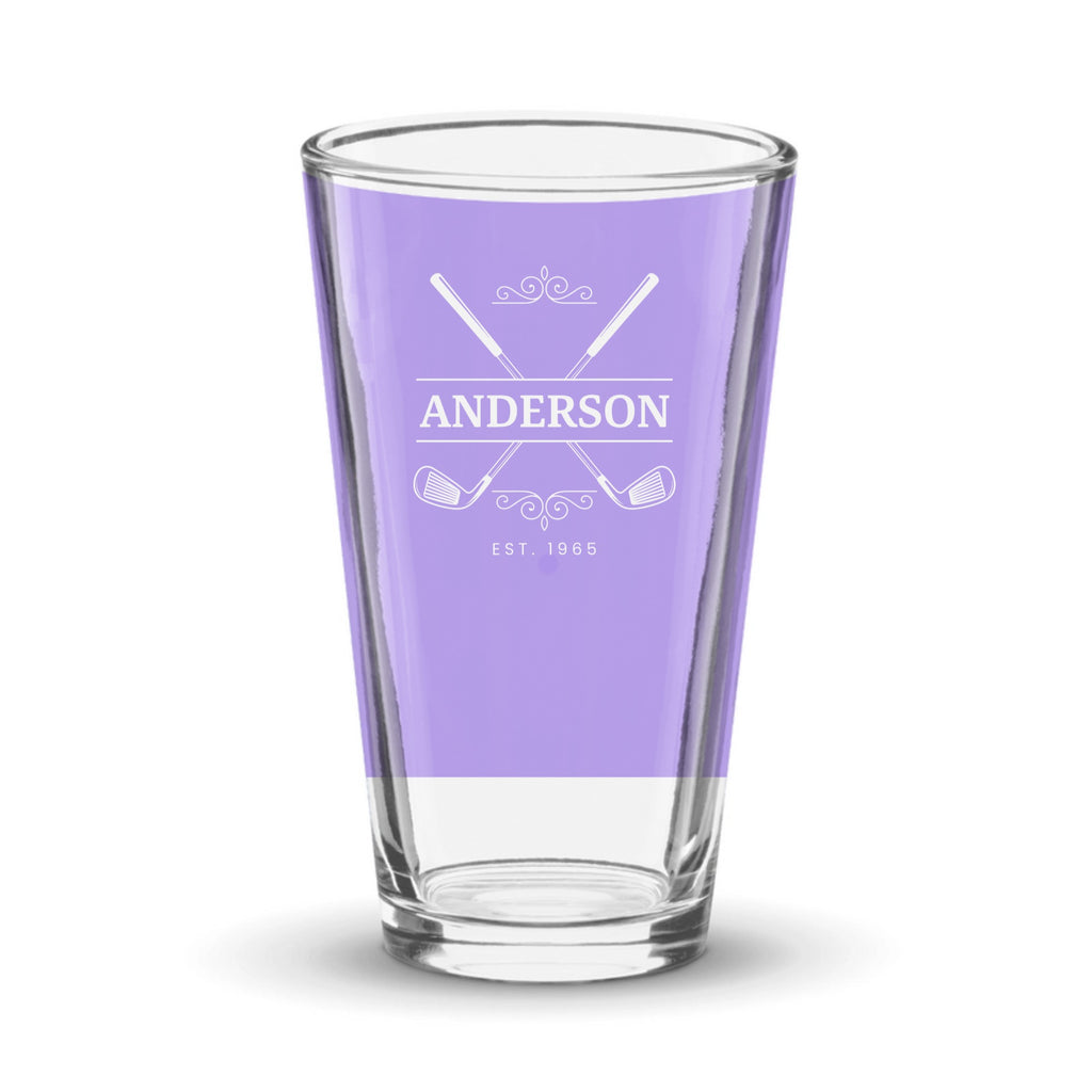 Personalized Crossed Clubs Design Pint Glass