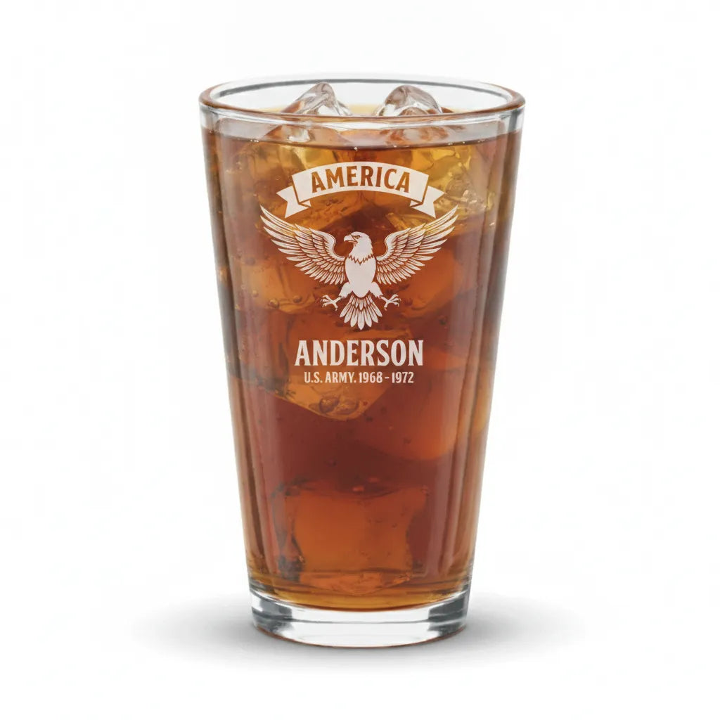 America Ribbon Navy Eagle Pint Glass