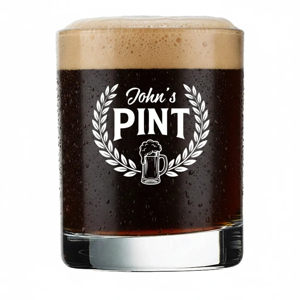 Personalized Pint Crest Whiskey Glass