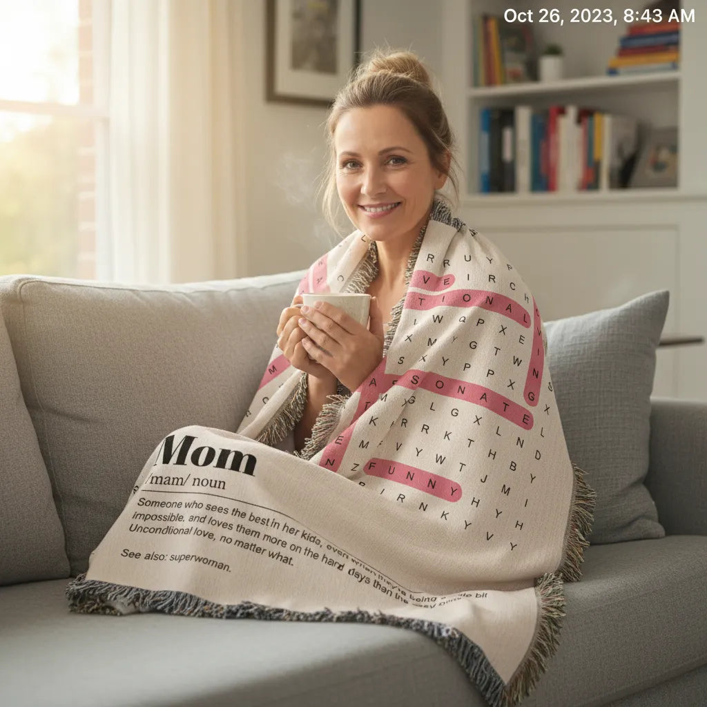 Heirloom Photo Woven Blanket (Portrait) Mom definition