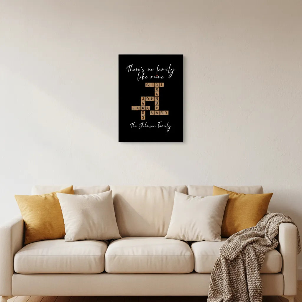 Classic Stretched Canvas There's no family like mine (Black)