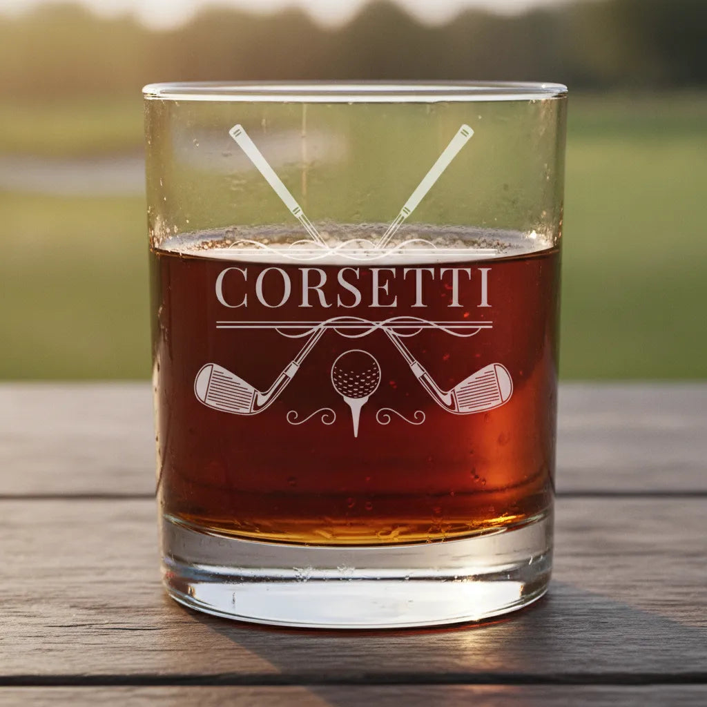 Personalized Cross Clubs Golf Whiskey Glass
