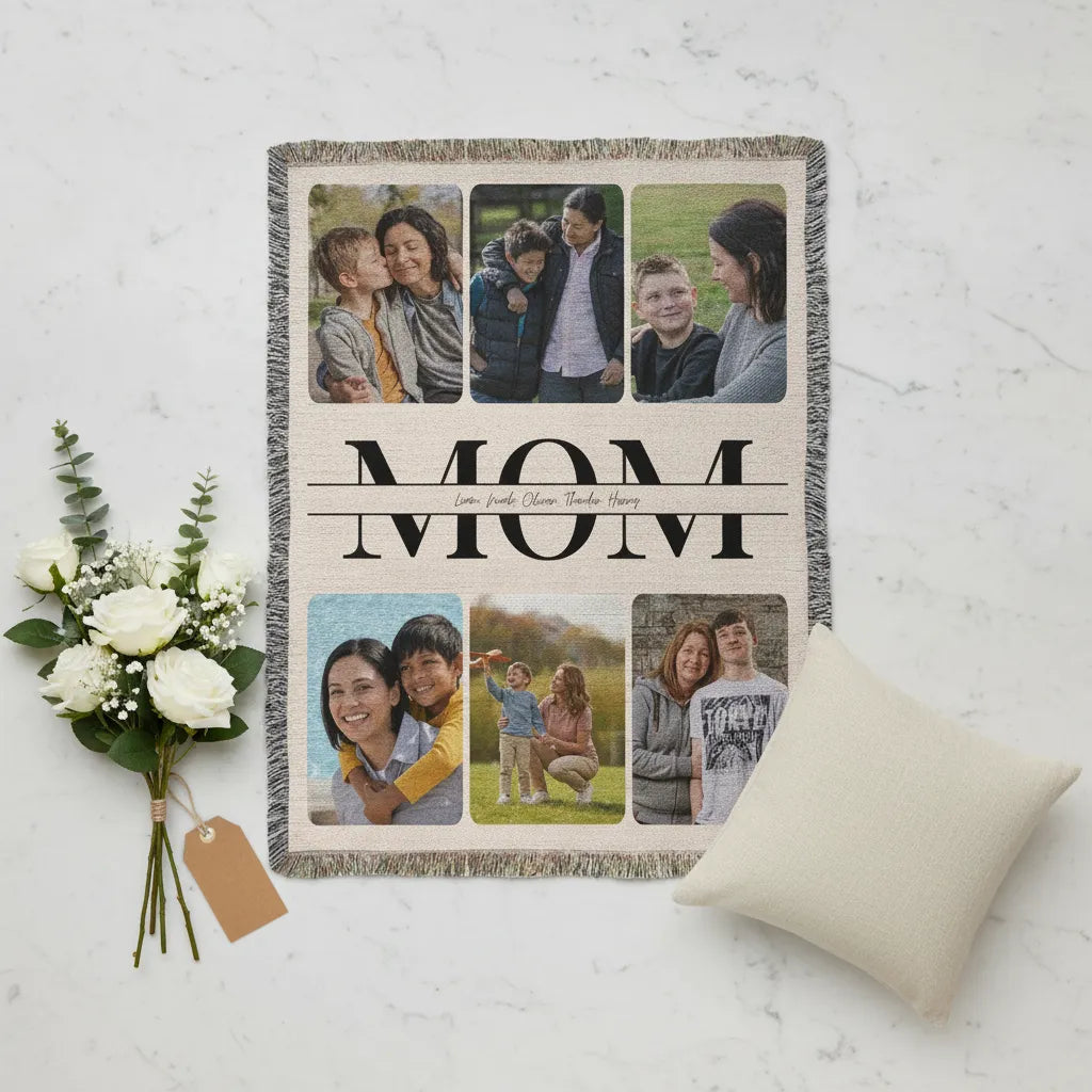 Heirloom Photo Collage Woven Blanket (Portrait) for MOM