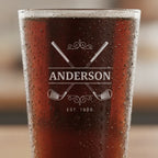 Personalized Crossed Clubs Design Pint Glass