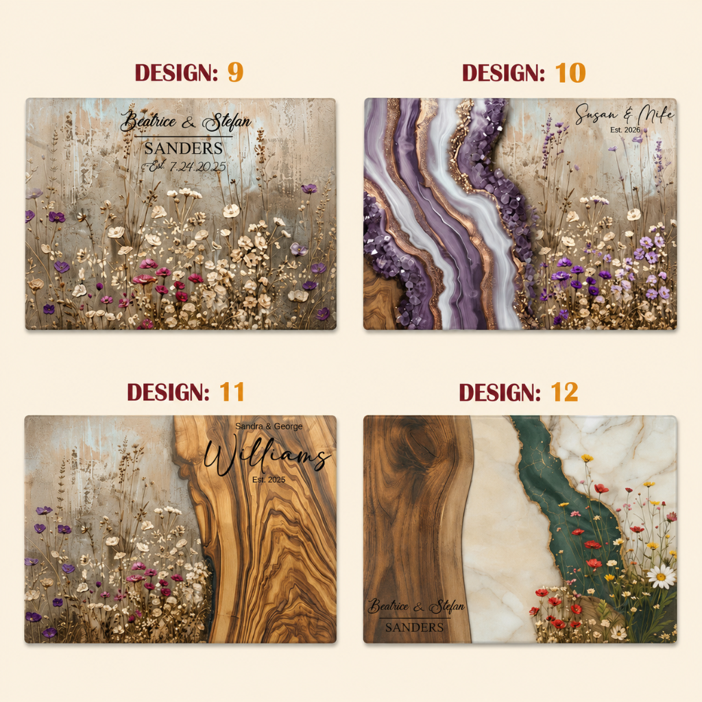 Personalized Wildflower Glass Cutting Board
