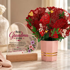 Grandma heart plaque with faux rose bouquet on display table