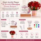 Heart LED plaque and red rose bouquet gift set for grandma