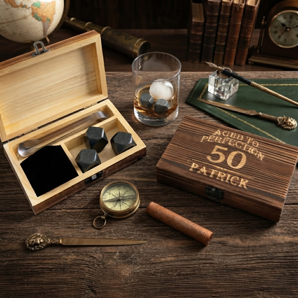 Aged to Perfection 50th Birthday Whiskey Stones Set