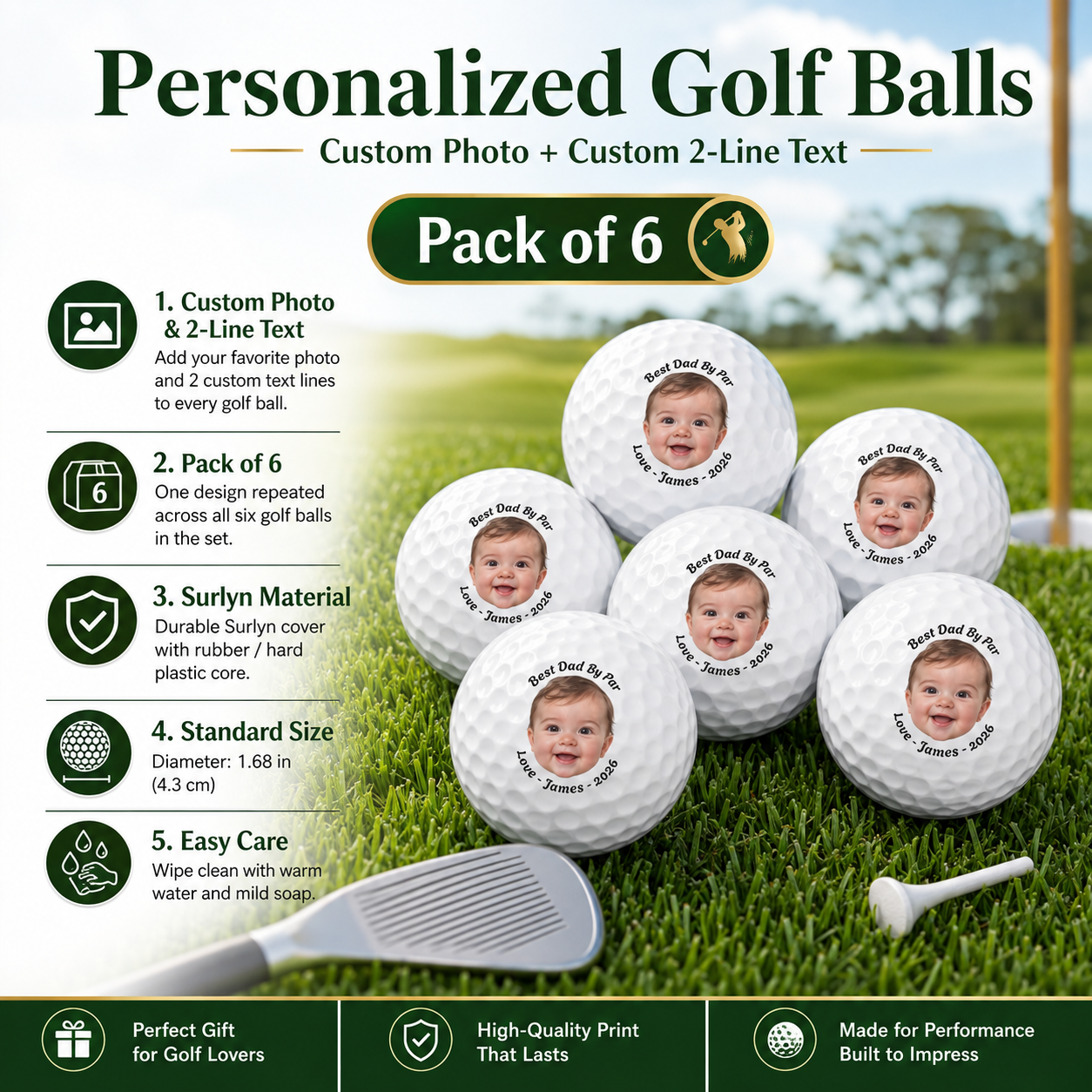 Best Dad By Par Photo Golf Balls