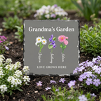 Grandma's Garden Birth Flower Slate Plaque with Grandkids Names
