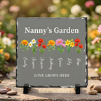 Grandma's Garden Birth Flower Slate Plaque with Grandkids Names