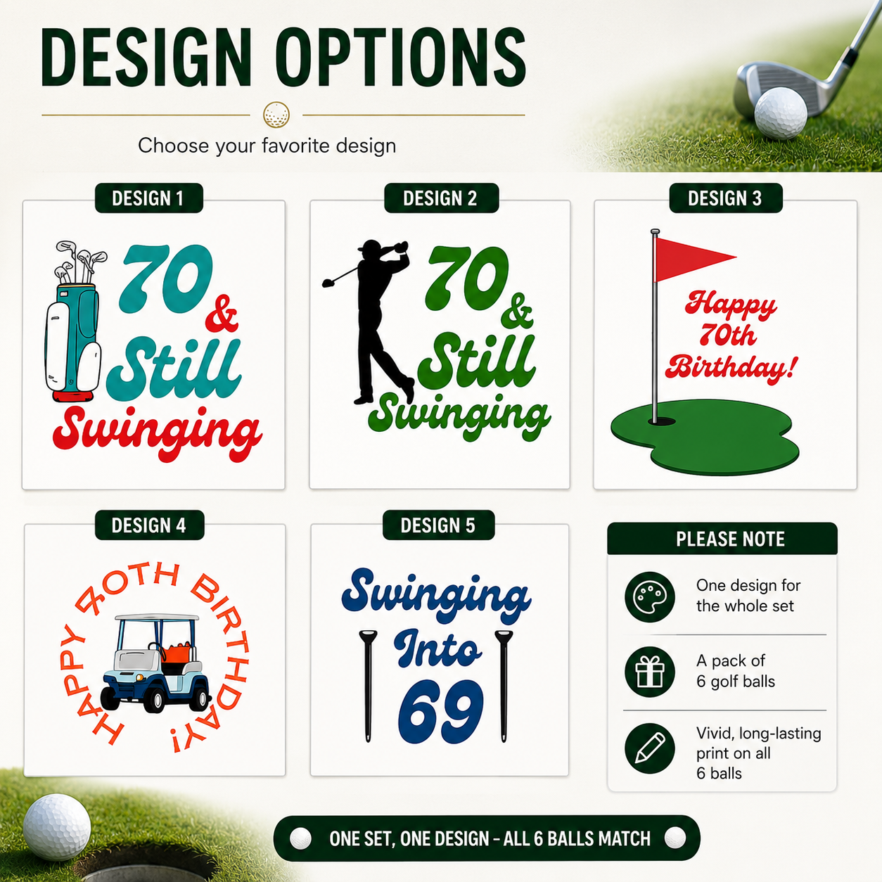 Swinging Birthday Golf Balls