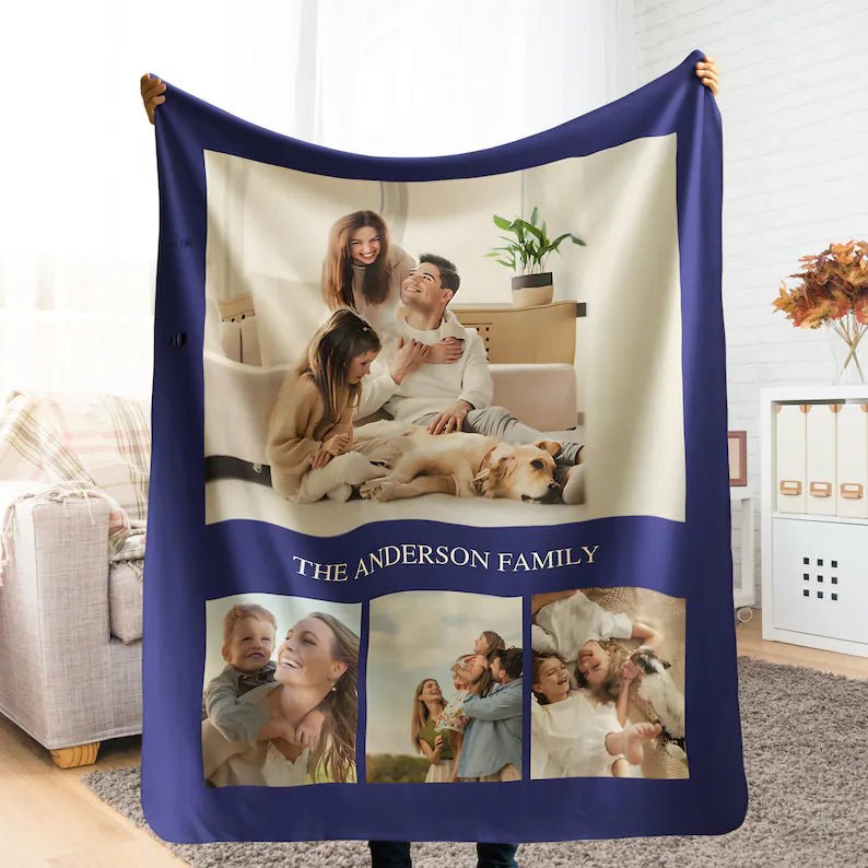Custom Family Photo Blanket with personalized family pictures