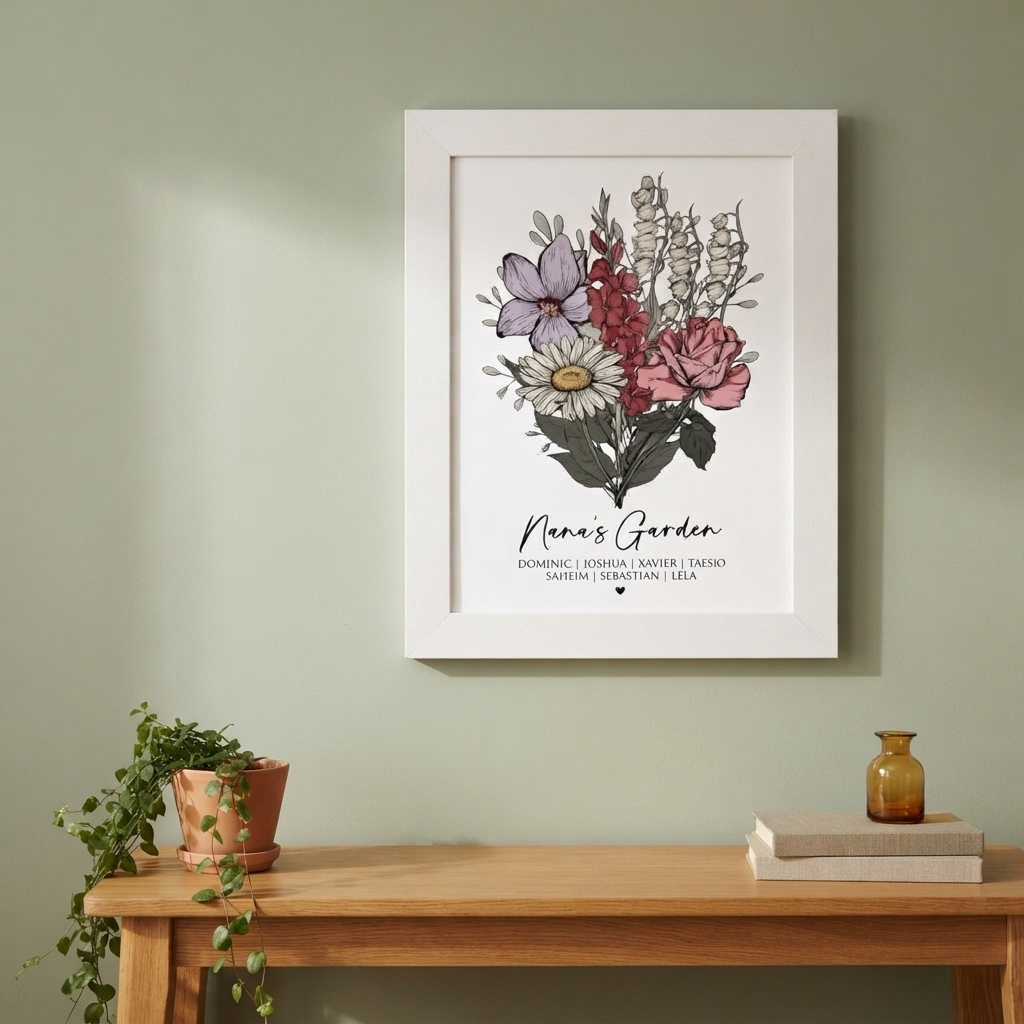 Grandma's Garden Birth Flower Print