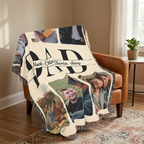 Personalized Dad and Kids Photo Woven Blanket