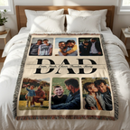 Personalized Dad and Kids Photo Woven Blanket
