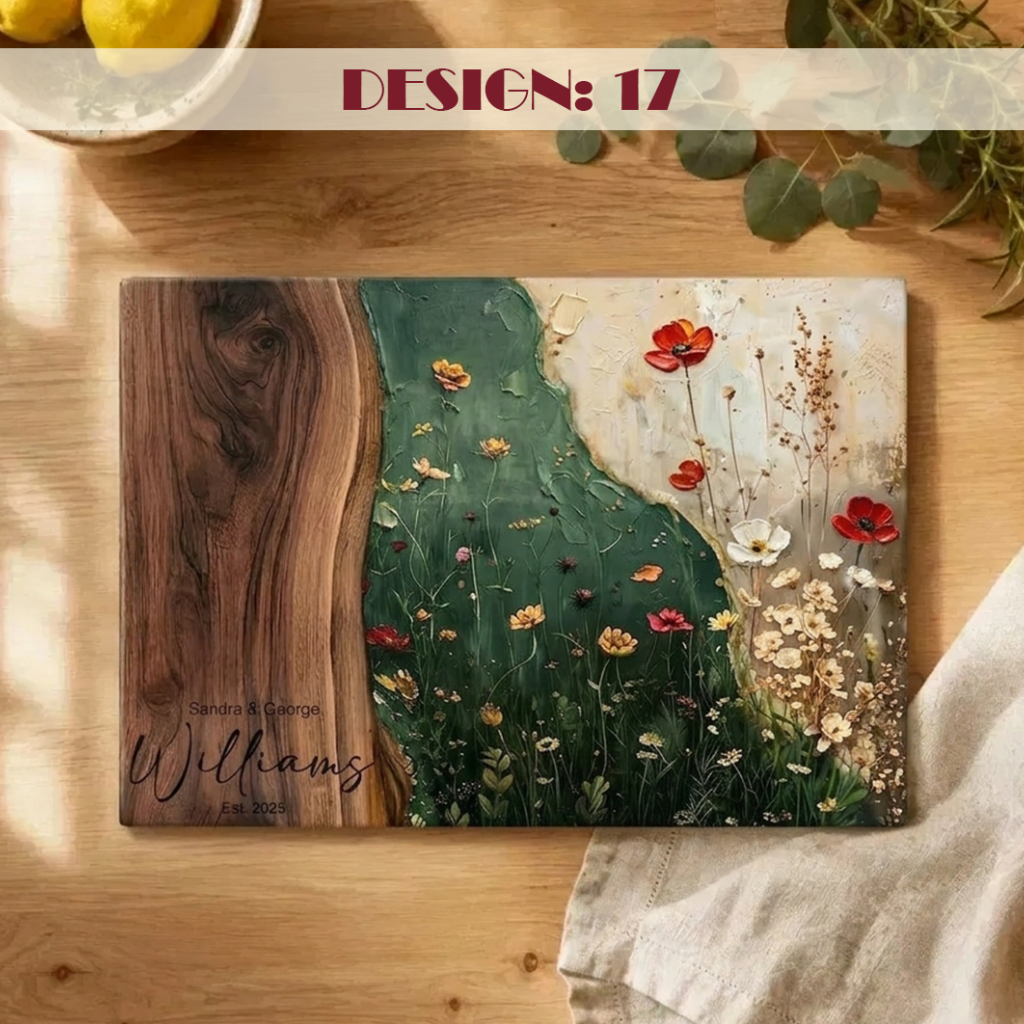 Personalized Wildflower Glass Cutting Board