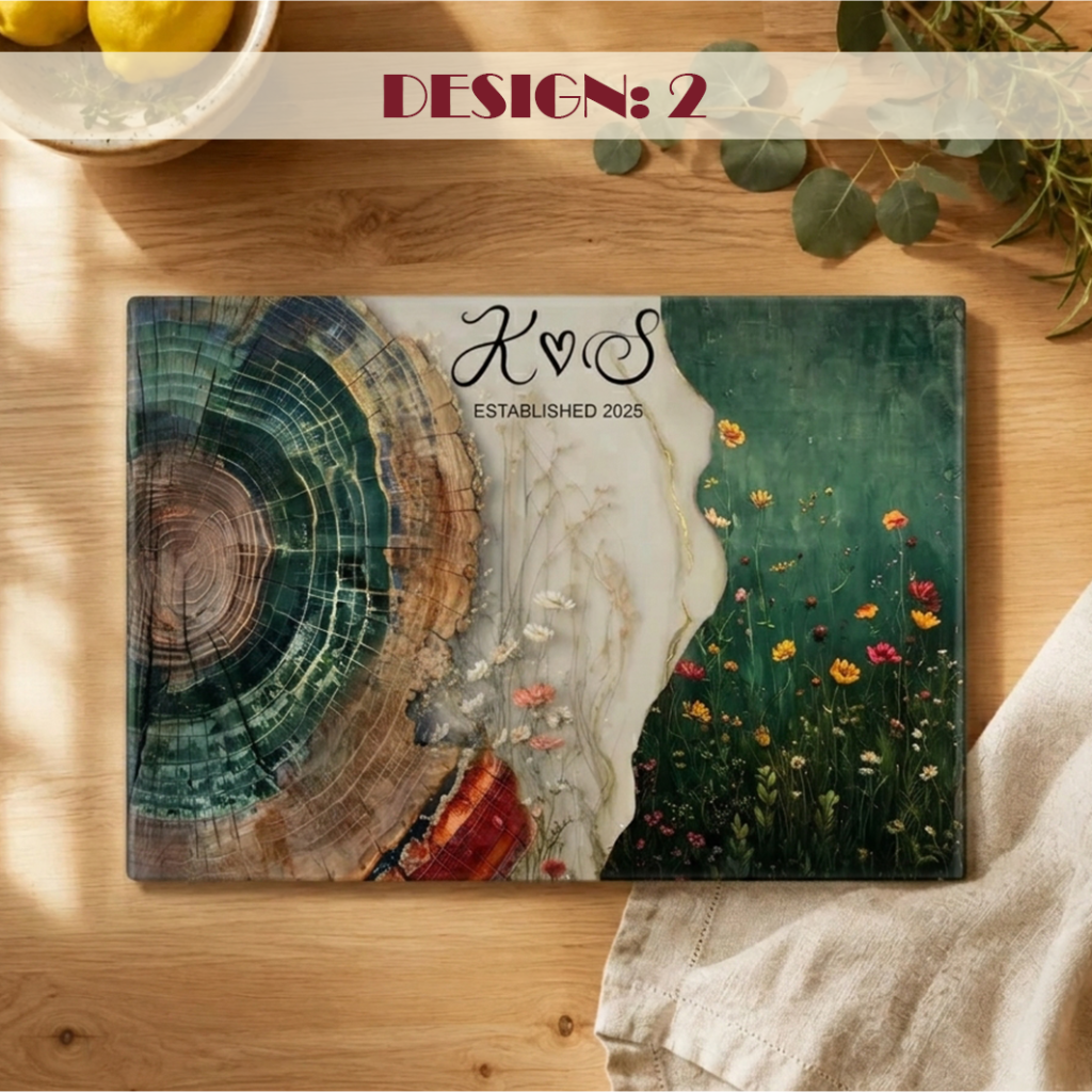 Personalized Wildflower Glass Cutting Board