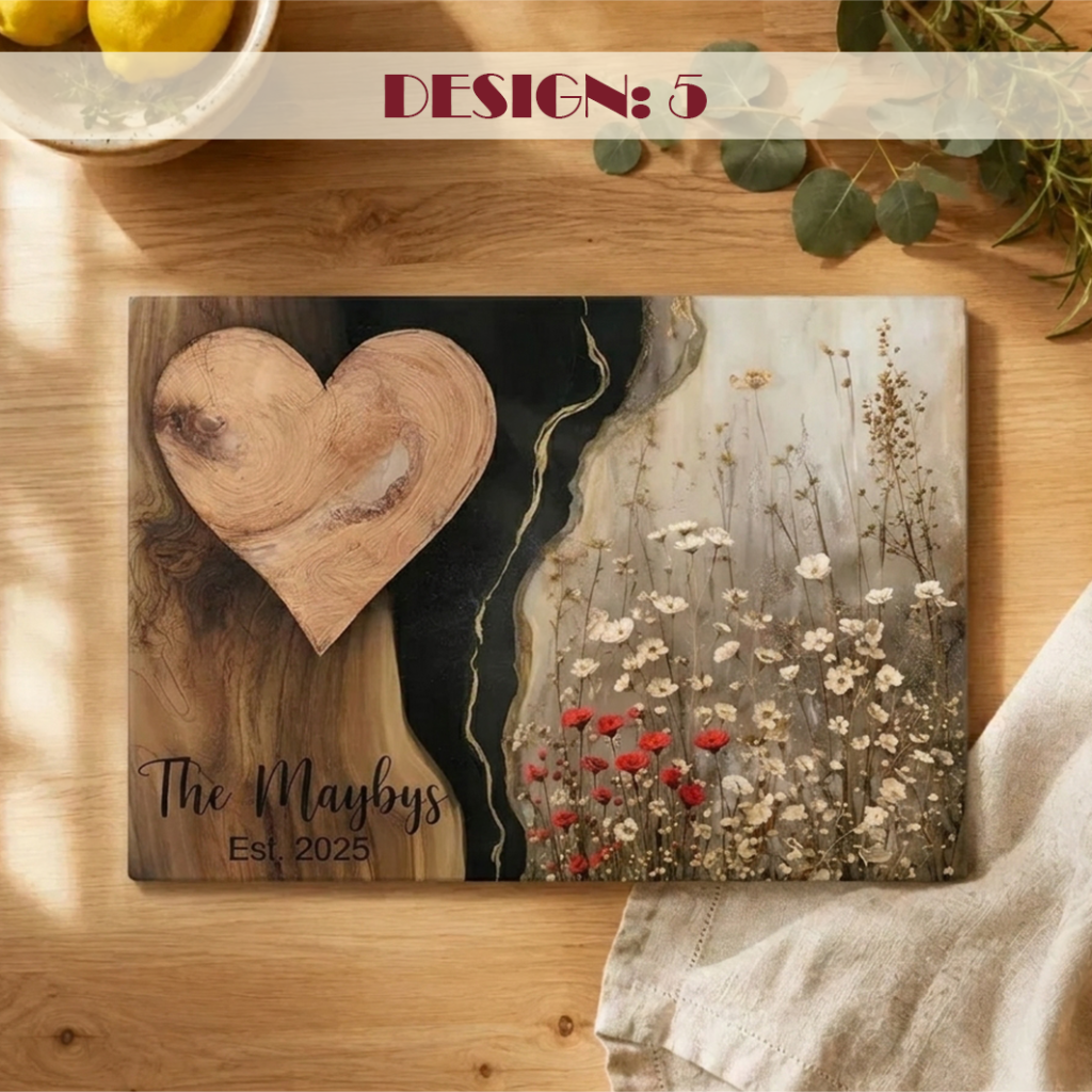 Personalized Wildflower Glass Cutting Board