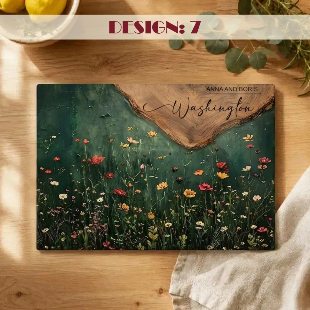 Personalized Wildflower Glass Cutting Board