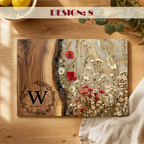 Personalized Wildflower Glass Cutting Board