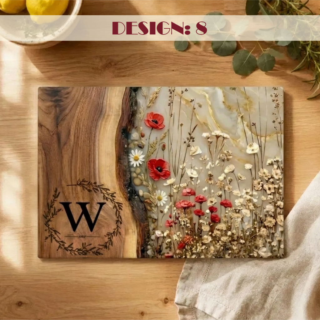 Personalized Wildflower Glass Cutting Board