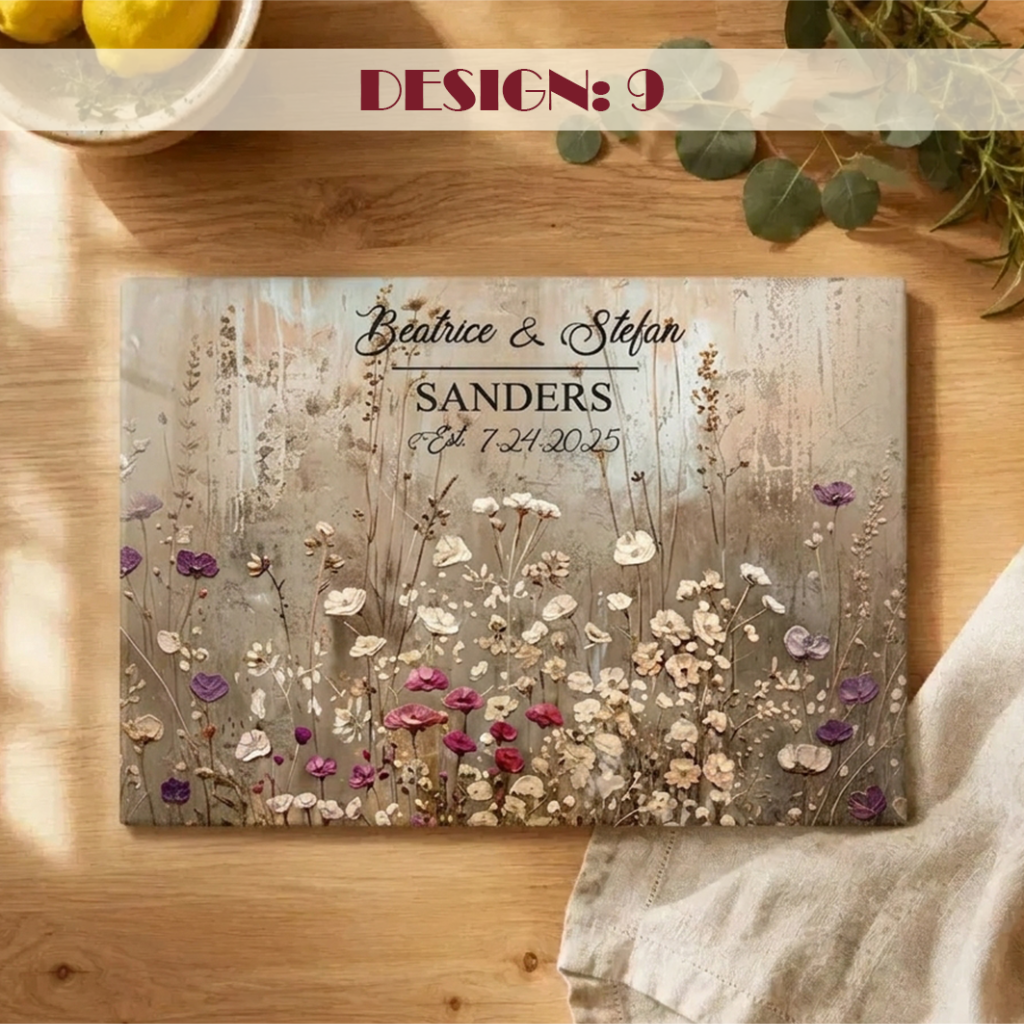 Personalized Wildflower Glass Cutting Board