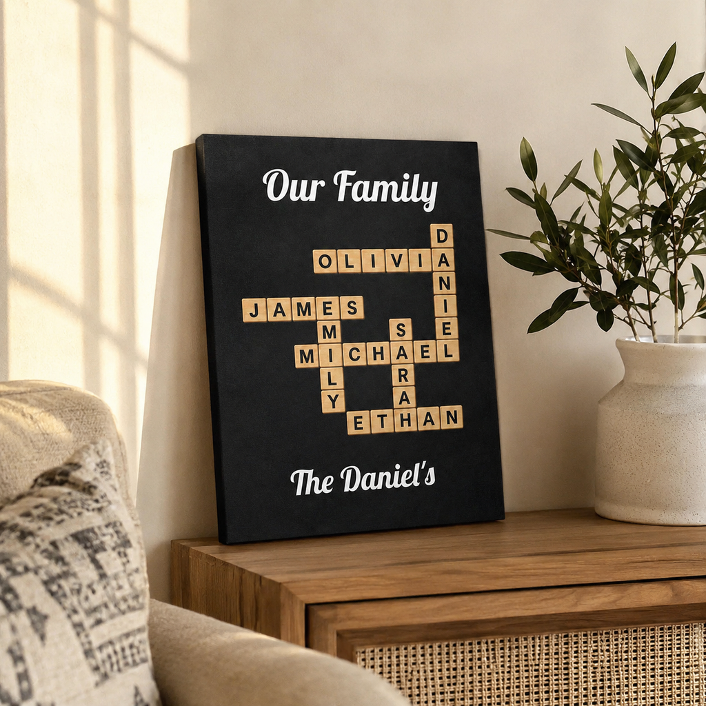 Family Crossword Canvas Sign