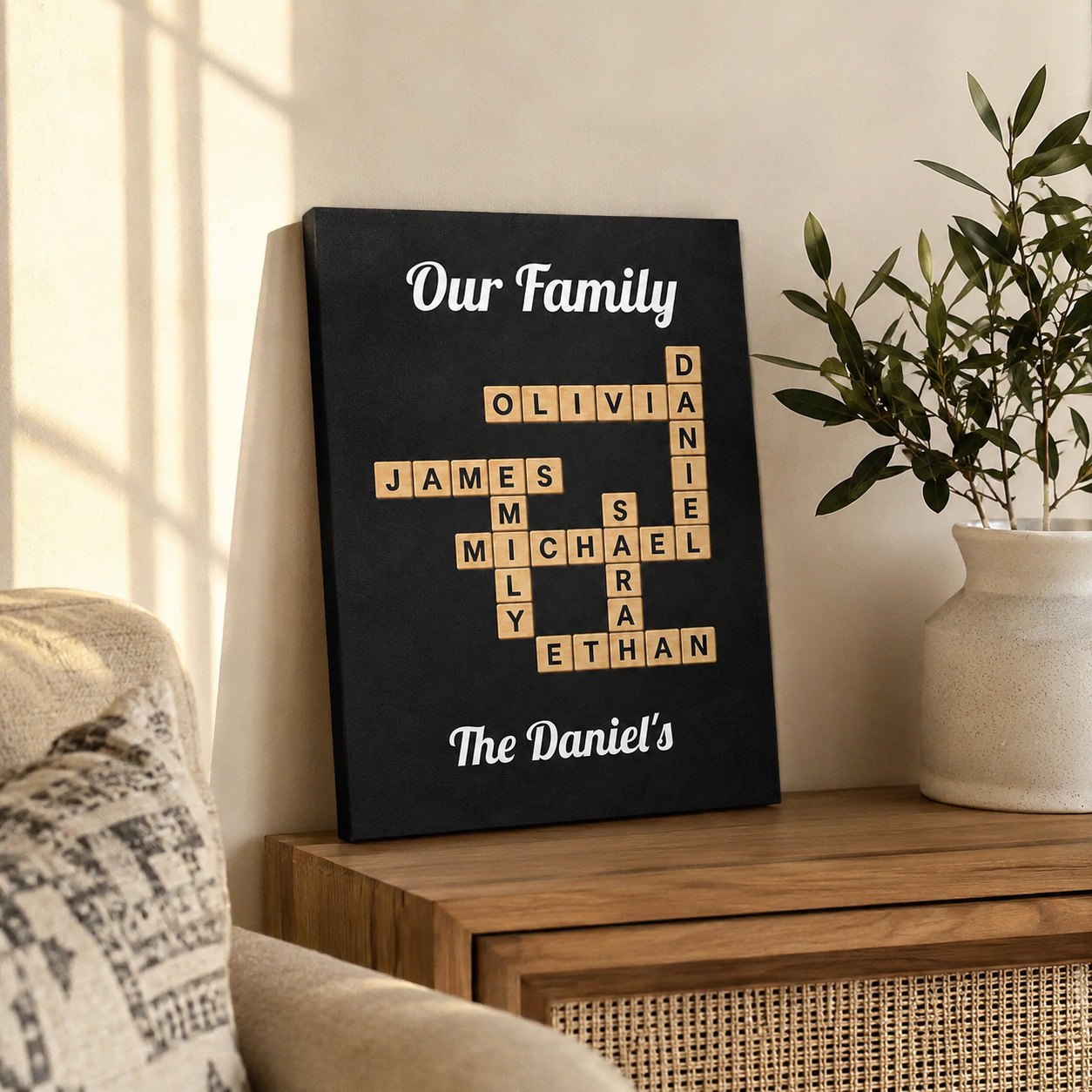 Family Crossword Canvas Sign