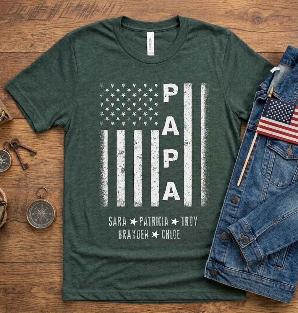 Personalized Papa Flag T-Shirt