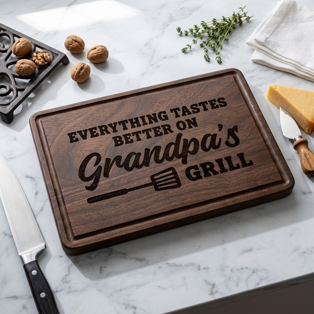 Personalized Grandpa's Grill Wood Cutting Board