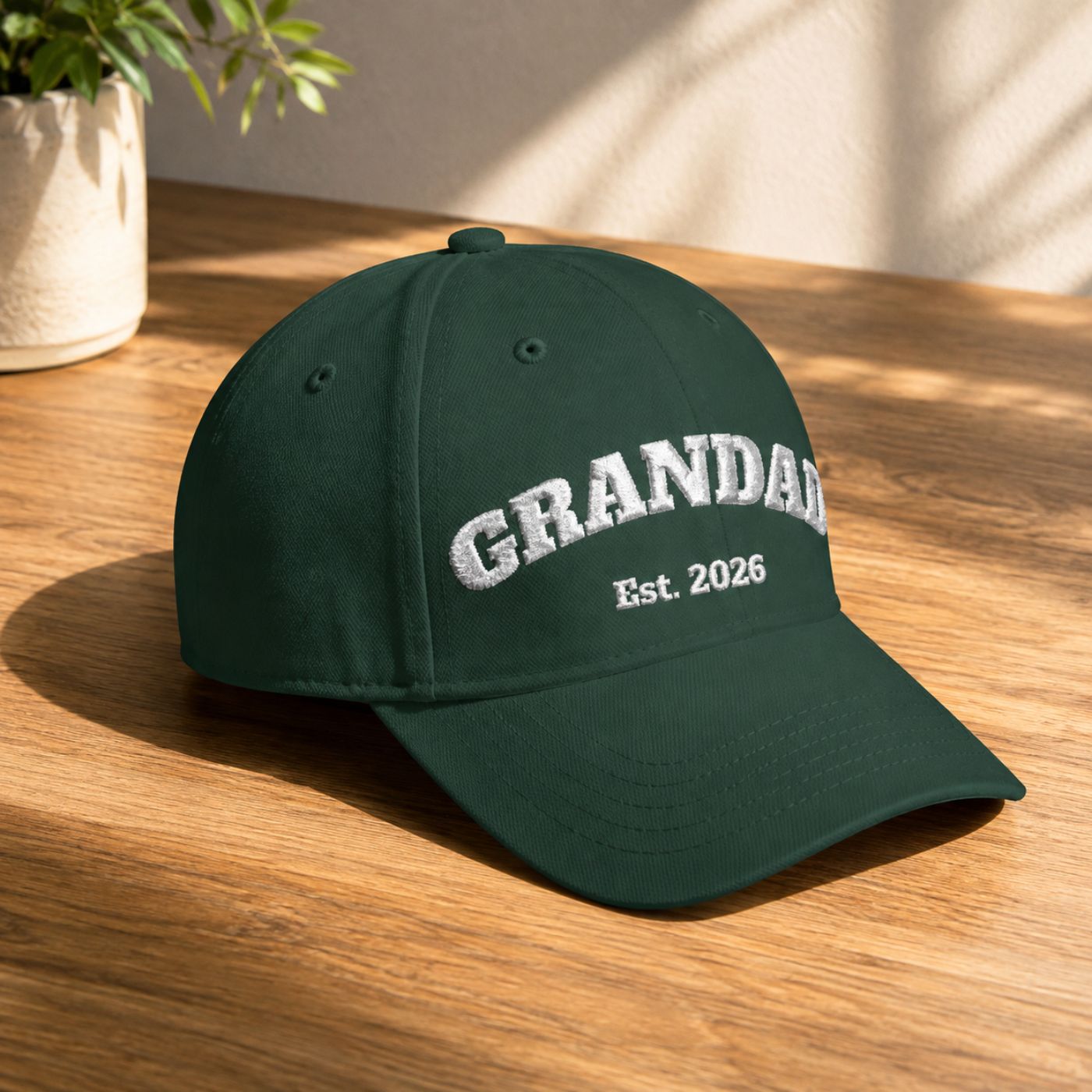 Embroidered Grandad Est. Hat in black, personalized with grandpa's est. year
