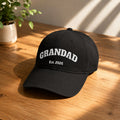 Embroidered Grandad Est. Hat in black, personalized with grandpa's est. year