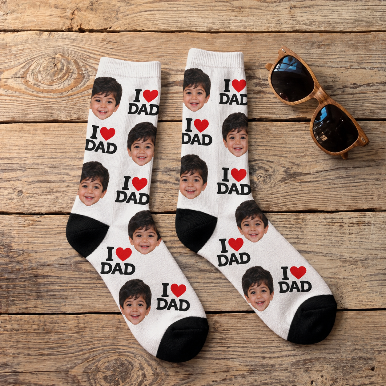 I Love Dad Custom Face Socks