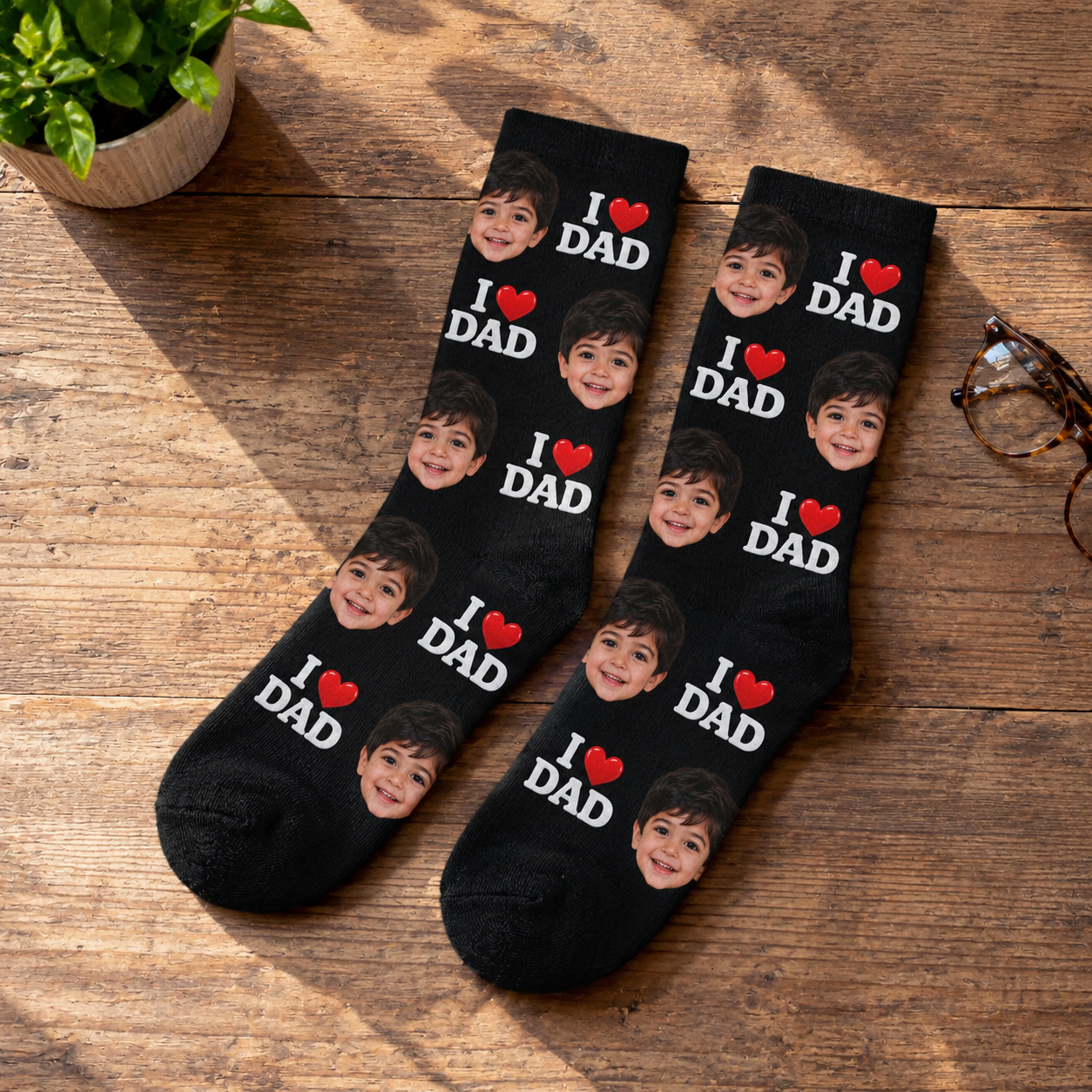 I Love Dad Custom Face Socks