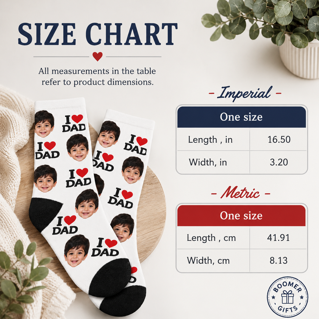 I Love Dad Custom Face Socks