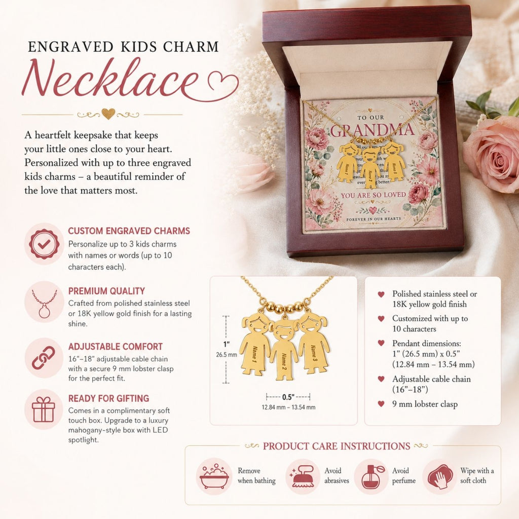 Engraved Kids Charm Necklace