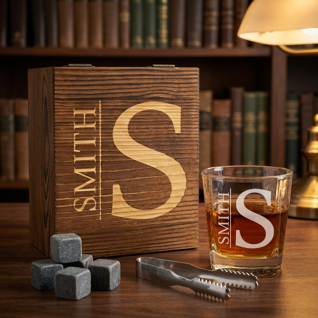 Personalized Whiskey Stone Gift Set