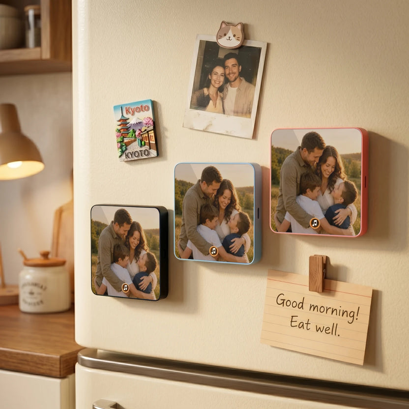 Personalized Voice Message Magnet for a refrigerator